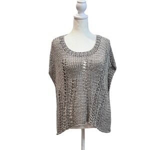 Eileen Fisher Knit Top Open Weave Sleeveless Layering‎ Sweater Size L Large